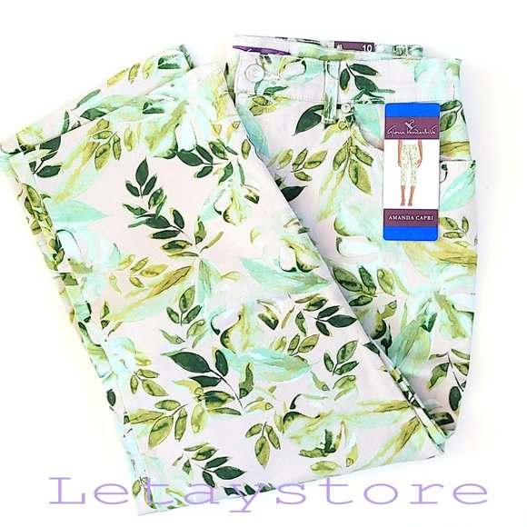 NWT Gloria Vanderbilt High Rise Cotton Floral Amanda Capri - Picture 4 of 5